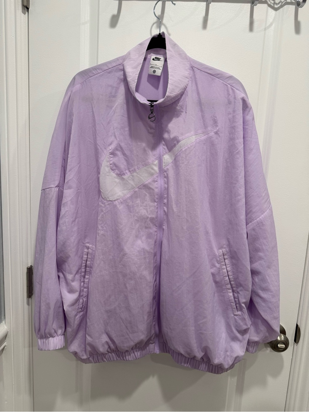 Nike Lavender Oversized Full-Zip Windbreaker Jacket - Women's Size L